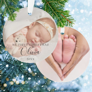 2 Foto Mein erstes Weihnachts-Baby-Name-Skript Ornament