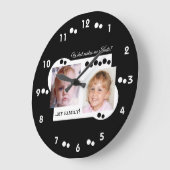 2 Foto meine Familie schwarz Große Wanduhr (Winkel)