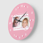 2 Foto meiner Familie rosa Große Wanduhr (Winkel)