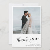 2 Foto Minimalistische Kalligraphie Skript Hochzei Dankeskarte (Vorderseite)