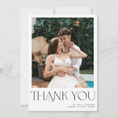 2 Foto minimalistische moderne Typografie Hochzeit Dankeskarte (Vorderseite)