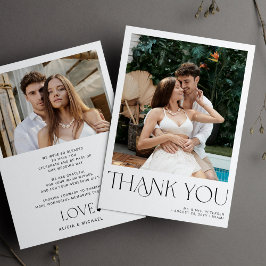 2 Foto minimalistische moderne Typografie Hochzeit Dankeskarte