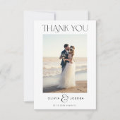 2 Foto minimalistische Typografie einfache Hochzei Dankeskarte (Vorderseite)