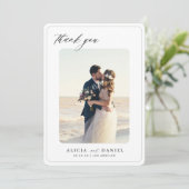 2 Foto-Minimalistische Typografie Hochzeit Dankeskarte (Stehend Vorderseite)