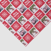 2 Foto mit Rot - Frohe Weihnachtsschneeflocken Seidenpapier (Ausschnitt)