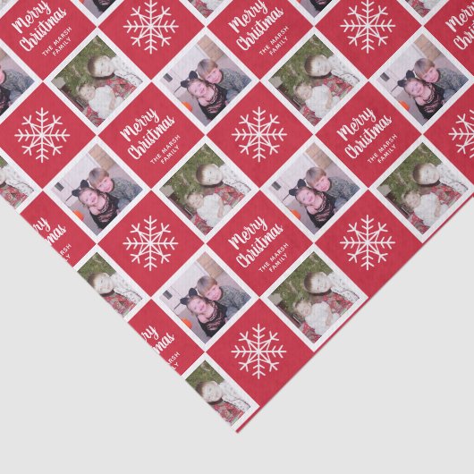 2 Foto mit Rot - Frohe Weihnachtsschneeflocken Seidenpapier (Ausschnitt)