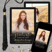 2 Foto Modern Simple Script Black Gold Abschluss Ankündigung