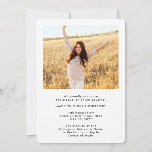 2 Foto Modern Simple Script Eleganter Abschluss Ankündigung (Rückseite)