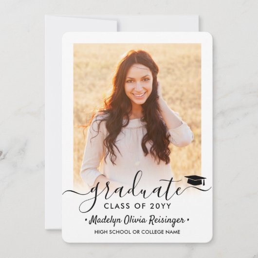 2 Foto Modern Simple Script Eleganter Abschluss Ankündigung (Vorderseite)