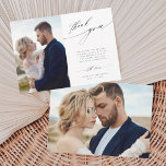 2 Foto Moderne Chic Calligraphy Wedding Dankeskarte<br><div class="desc">Einfaches und modernes Hochzeitskino Foto mit einem zusätzlichen Foto auf der Rückseite. Sie können diese Karte für Hochzeiten,  Brautparty,  Verlobungen,  Jubiläen oder besondere Veranstaltungen verwenden. Klicken Sie auf die SCHALTFLÄCHE BLAUE DESIGN TOOL,  um eine erweiterte Anpassung dieses Designs zu erhalten.</div>