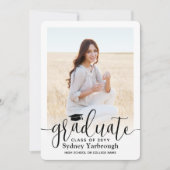 2 Foto Moderne elegante Script Graduation Party Einladung (Vorderseite)