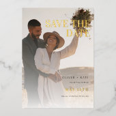 2 Foto Moderne Hochzeit Save the Date Folieneinladung (Vorderseite)