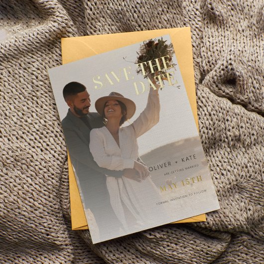2 Foto Moderne Hochzeit Save the Date Folieneinladung