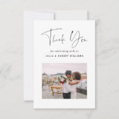 2 Foto Moderne Kalligraphie Hochzeit Danke Karte (Vorderseite)