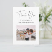 2 Foto Moderne Kalligraphie Hochzeit Danke Karte (Stehend Vorderseite)