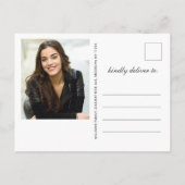 2 Foto Moderner Black Gold Abschluss Einladungspostkarte (Rückseite)