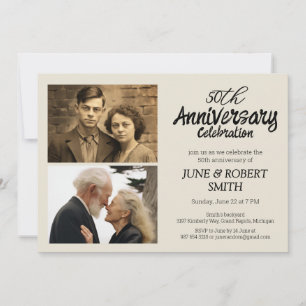 2 Foto Modernes 50. Hochzeitstag Einladung