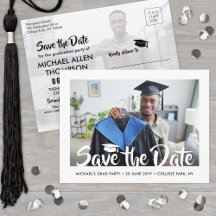 2 Foto Modernes Script Abschluss Save the Date