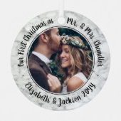 2 Foto Mr. & Mrs. 1 Weihnachten Elegante Imitate M Ornament Aus Metall (Vorderseite)