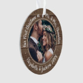 2 Foto Mr. & Mrs. 1 Weihnachten Rustikale Imitate  Ornament (Vorderseite)