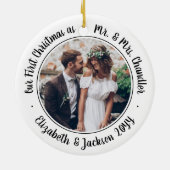 2 Foto Mr. & Mrs. 1. Weihnachtsschrift Schwarz-wei Keramik Ornament (Hinten)