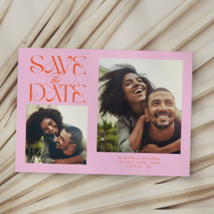 2 Foto Mystische Moderne Typografie Orange Pink Save The Date