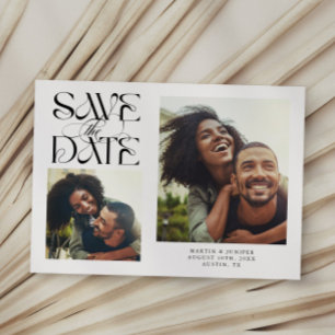 2 Foto Mystische Moderne Typografie Weiß Save The Date