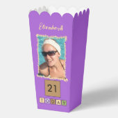 2 Foto Name 21. *jedes Alter lila Popcorn hinzufüg Geschenkschachtel (Vorderseite)