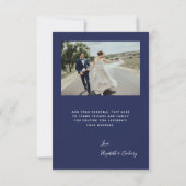 2-Foto-Navyblau-Script-Hochzeit Dankeskarte (Rückseite)