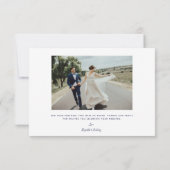 2-Foto-Navyblau-Script-Hochzeit Dankeskarte (Rückseite)