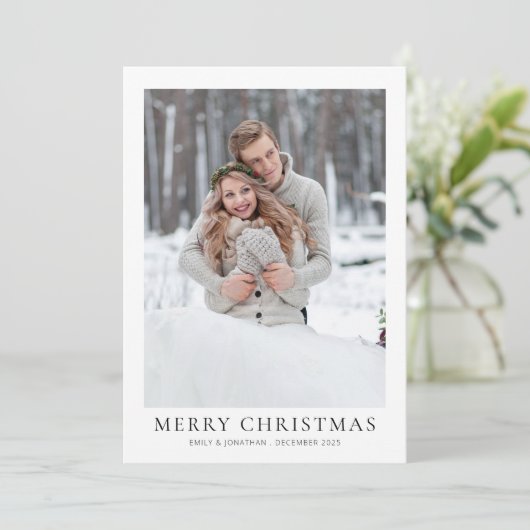 2 Foto Neu verheiratet Erste Verheiratete Weihnach Karte (Stehend Vorderseite)