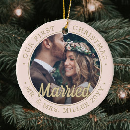 2 Foto Neuauflage 1. Weihnachten Verheiratet Blush Keramik Ornament