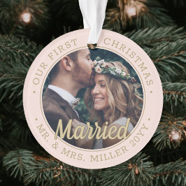 2 Foto Neuauflage 1. Weihnachten Verheiratet Blush Ornament
