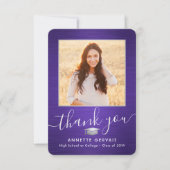 2 Foto Neue Adresse Lila Abschluss gebürstet Dankeskarte (Vorderseite)