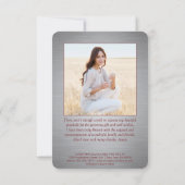 2 Foto Neue Adresse Rot-Grau-Abschluss gebürstet Dankeskarte (Rückseite)