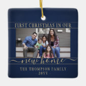 2 Foto Neue Zuhause Erste Weihnachtsnachtsnacht Bl Keramikornament (Vorderseite)