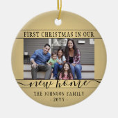 2 Foto Neue Zuhause First Xmas Black and Gold Roun Keramik Ornament (Vorne)