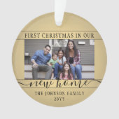 2 Foto Neue Zuhause First Xmas Black and Gold Roun Ornament (Vorderseite)