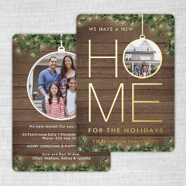 2 Foto Neue Zuhause Rustikale Holz-, Kiefer- und S Folien Feiertagskarte