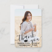 2 Foto New Address Black Typografy Abschluss Dankeskarte (Vorderseite)