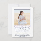 2 Foto New Address Navy Blue and White Abschluss Dankeskarte (Rückseite)