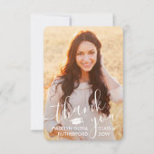 2 Foto New Address White Typografy Abschluss Dankeskarte (Vorderseite)