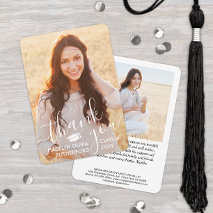 2 Foto New Address White Typografy Abschluss Dankeskarte