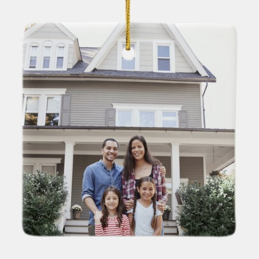 2 Foto New Zuhause First Christmas Imitats Weißer  Keramikornament (Rückseite)