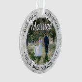 2 Foto Newlyweds Erste Weihnachten Verheiratete Im Ornament (Vorderseite)