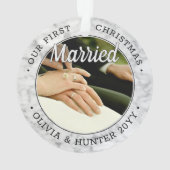 2 Foto Newlyweds Erste Weihnachten Verheiratete Im Ornament (Rückseite)