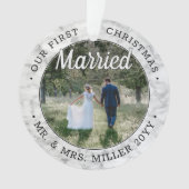 2 Foto Newlyweds Erste Weihnachten Verheiratete Im Ornament (Vorderseite)