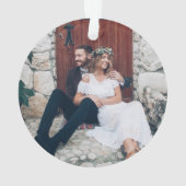 2 Foto Newlywings 1. Weihnachten Modernes Minimali Ornament (Rückseite)