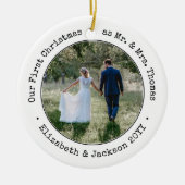 2 Foto Newlywings First Christmas Black and White Keramik Ornament (Vorne)