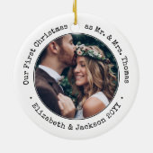 2 Foto Newlywings First Christmas Black and White Keramik Ornament (Hinten)